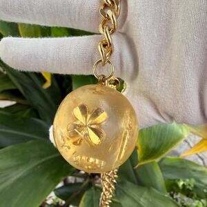 Authentic Vintage Chanel Resin Ball Necklace Made in France Turtle Camellia